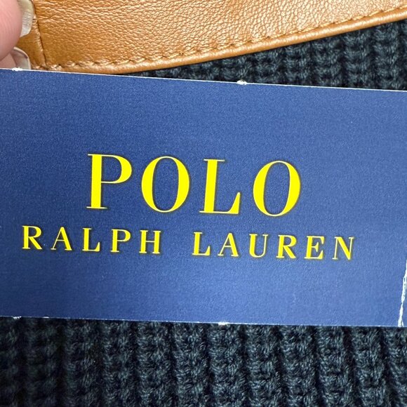 NWT Women's POLO RALPH LAUREN Sheep Leather & Silk Bld. Sweater $498 | Size OS - Picture 11 of 11